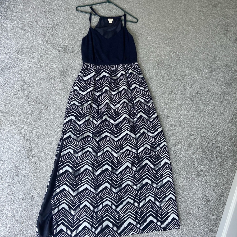 Navy blue and white J Crew Maxi dress